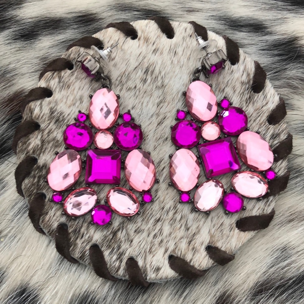 Pink Gem Earrings